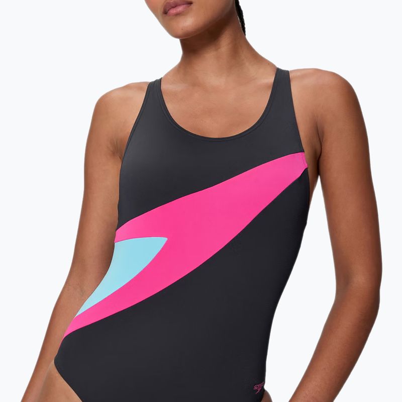 Dámske jednodielne plavky Speedo Hyperboom Butterfly Back anthracite/margarita pink 4