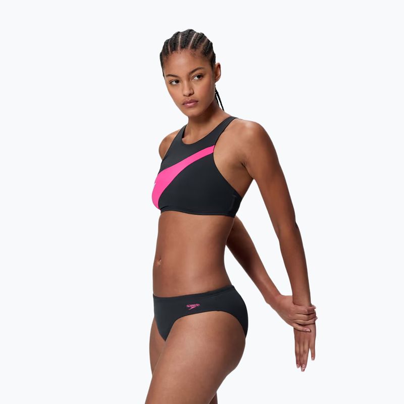 Dámske dvojdielne plavky Speedo Hyperboom Butterfly Back anthracite/margarita pink 3