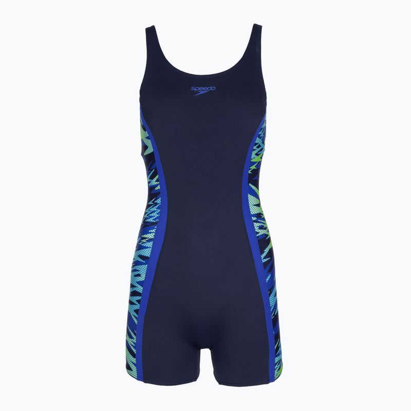 Dámske jednodielne plavky Speedo Hyperboom Splice Muscleback Legsuit peacoat/sapphire