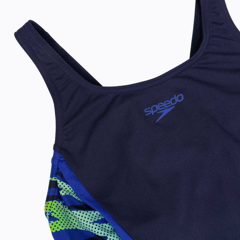 Dámske jednodielne plavky Speedo Hyperboom Splice Muscleback Legsuit peacoat/sapphire 3