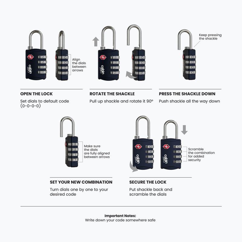 Zámok CabinZero Travel TSA Lock absolute black 2