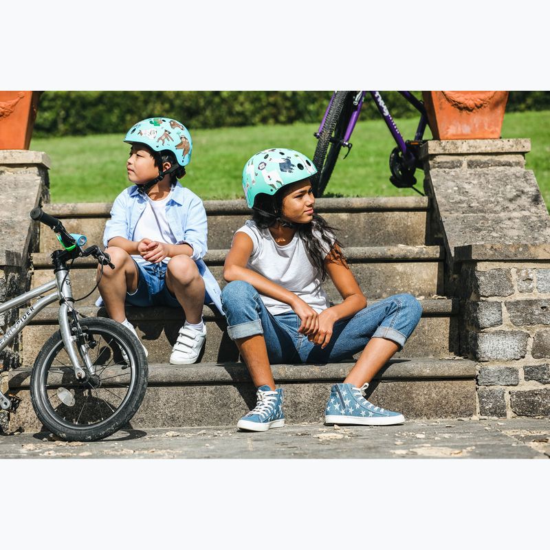 Detská cyklistická prilba Hornit Llama tyrkysová/biela 11