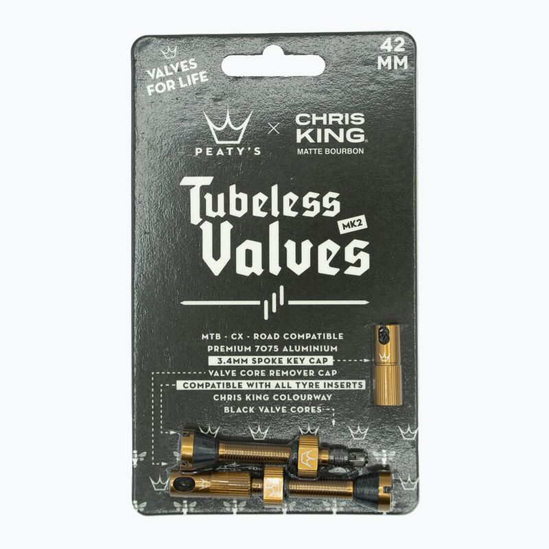 Peaty's X Chris King MK2 sada bezdušových ventilov Presta 42 mm bourbon 2
