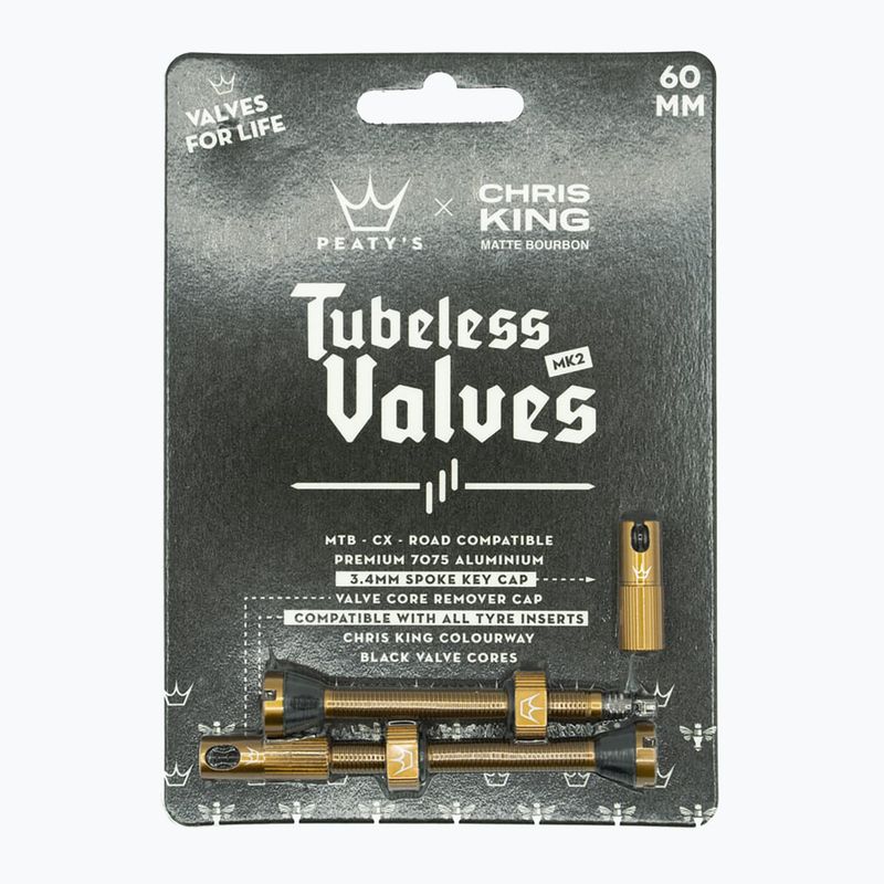 Peaty's X Chris King MK2 bezdušové ventily 60 mm bourbon presta ventilky 2