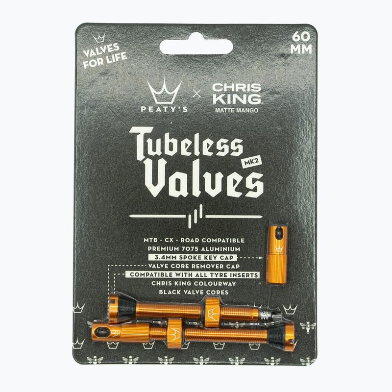 Peaty's X Chris King MK2 bezdušové ventily 60 mm mango sada presta ventilov 2
