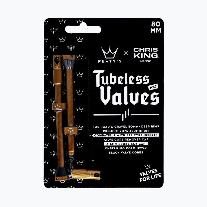 Sada ventilov presta Peaty's X Chris King MK2 Tubeless Valves 80 mm mango 2