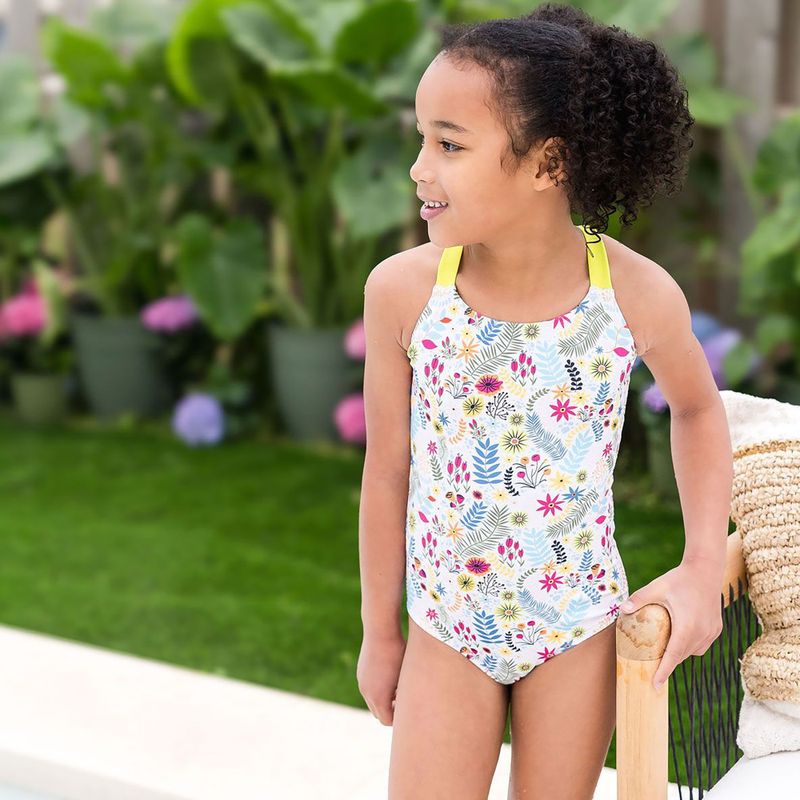 Detské jednodielne plavky Splash About Jungle Paradise limetkové 4