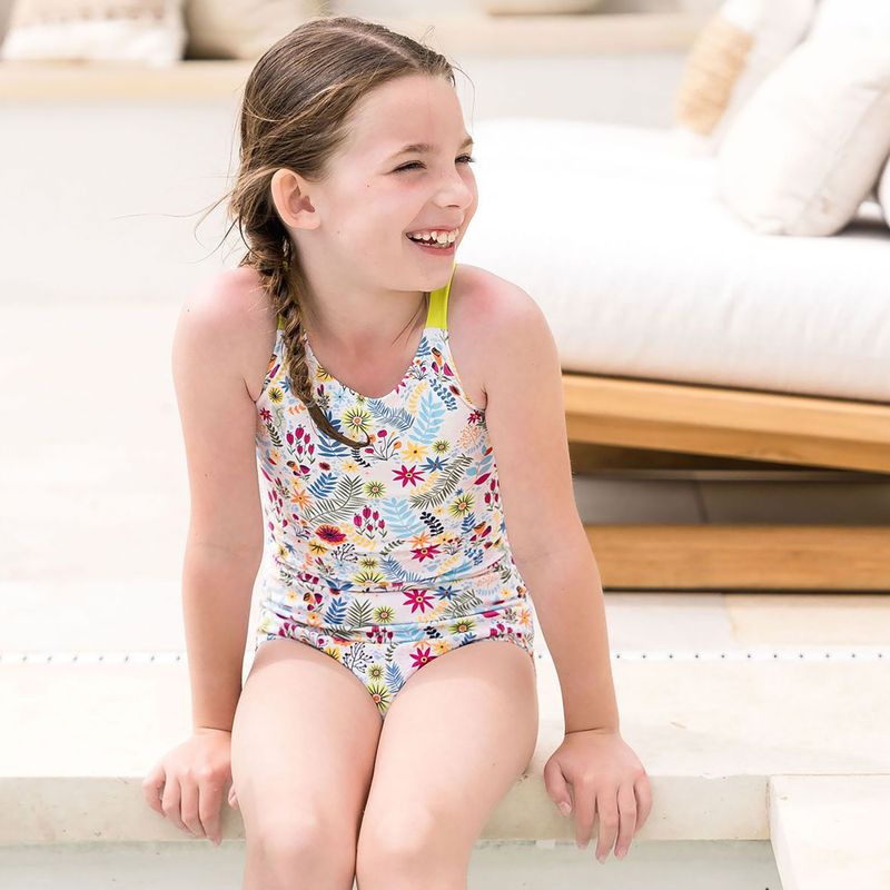 Detské jednodielne plavky Splash About Jungle Paradise limetkové 8