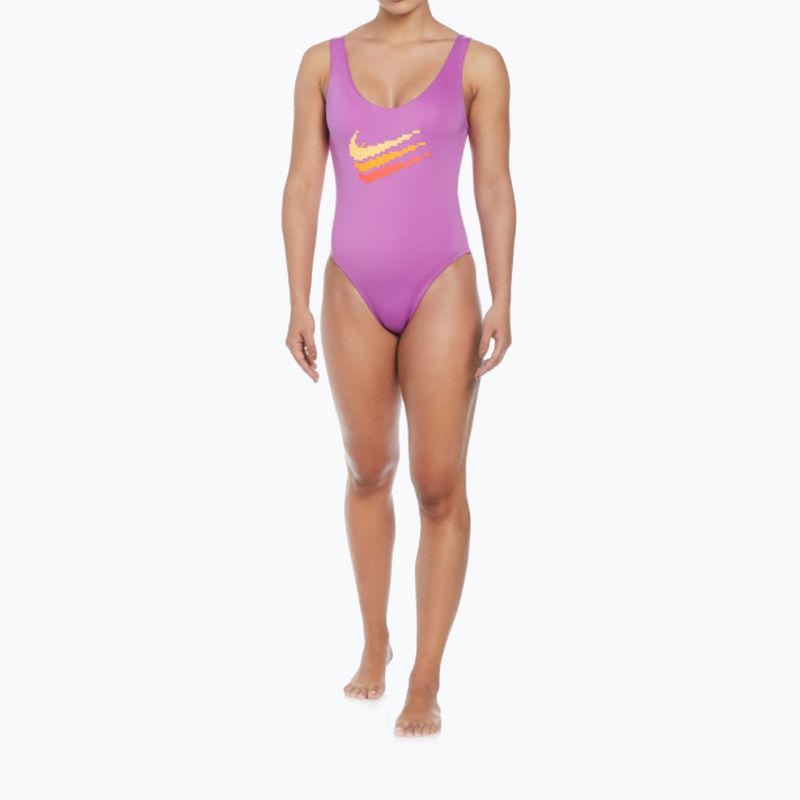 Dámske jednodielne plavky Nike Multi Logo U-Back fuchsia dream 9