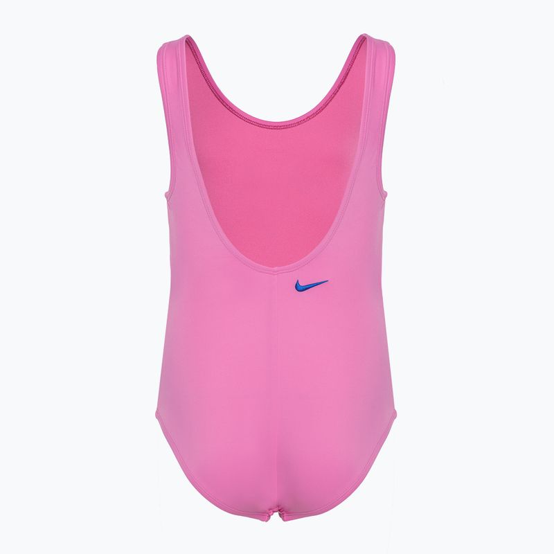 Detské jednodielne plavky Nike Multi Logo U-Back hravé ružové 2