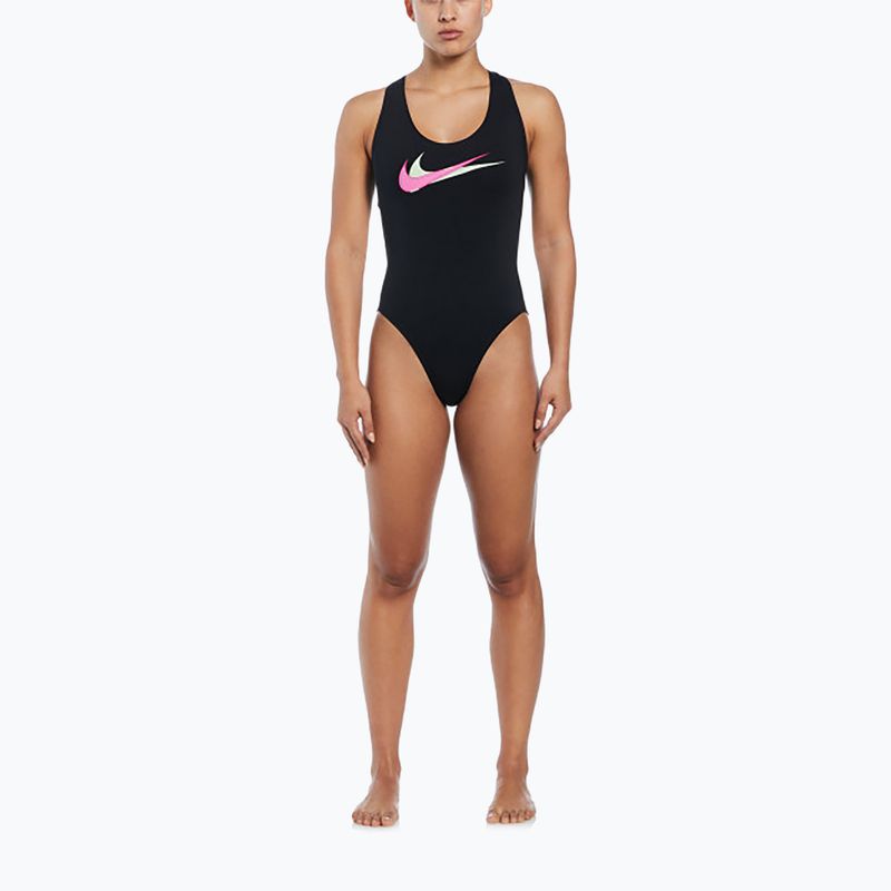 Dámske jednodielne plavky Nike Multi Logo Crossback black 2