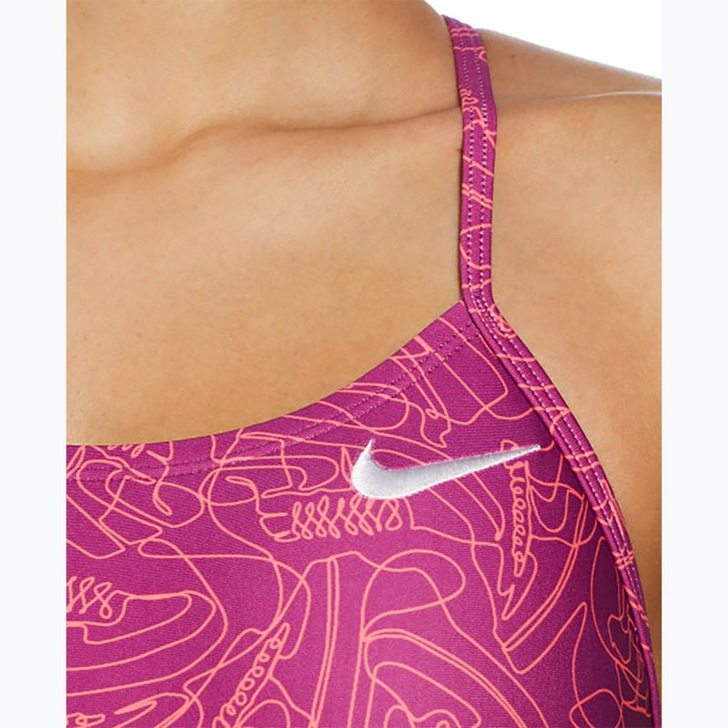 Dámske jednodielne plavky Nike Hydrastrong Multi Print Cutout hot fuchsia 4