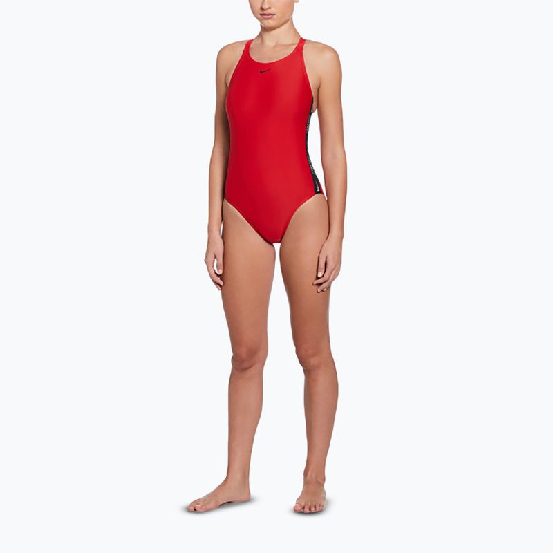 Dámske jednodielne plavky Nike Logo Tape Fastback university red 2