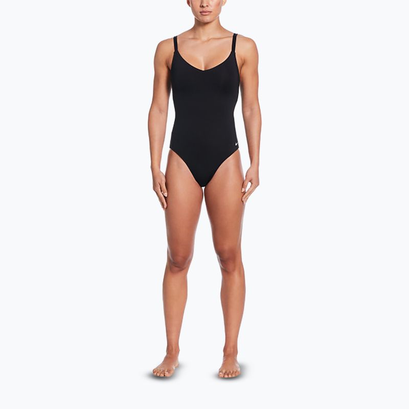 Dámske jednodielne plavky Nike Essential V-Neck black 2