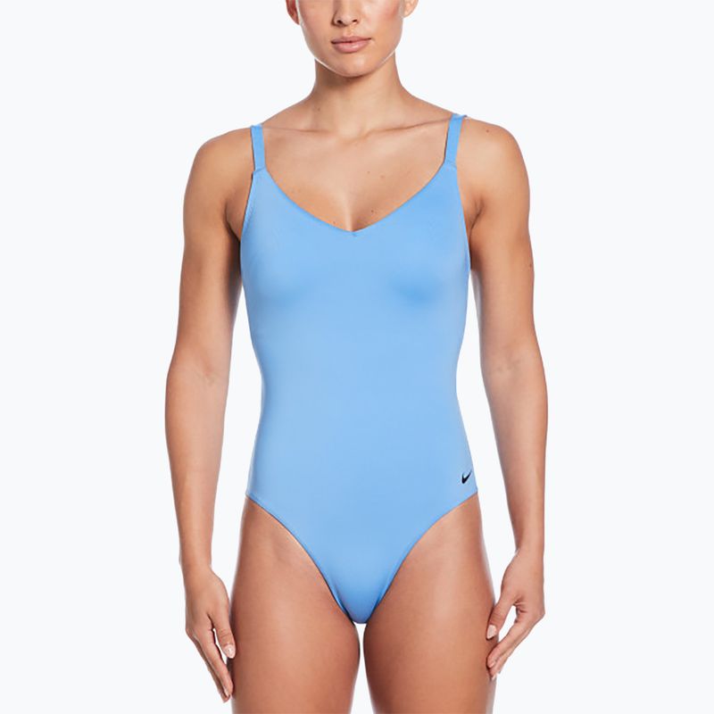 Dámske jednodielne plavky Nike Essential V-Neck university blue