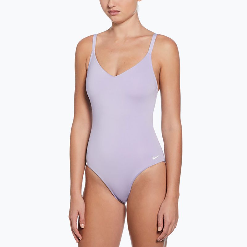 Dámske jednodielne plavky Nike Essential V-Neck hydrangeas