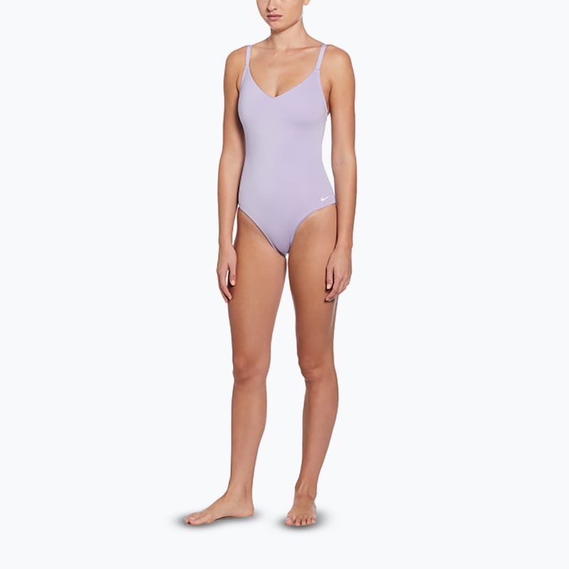 Dámske jednodielne plavky Nike Essential V-Neck hydrangeas 2