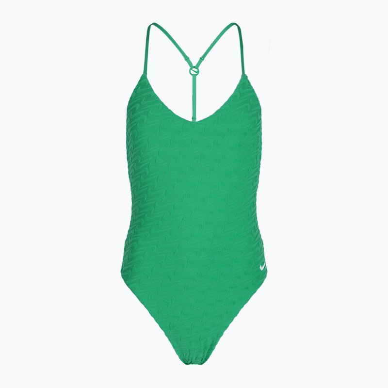 Dámske jednodielne plavky Nike Swoosh Link Y-Back stadium green