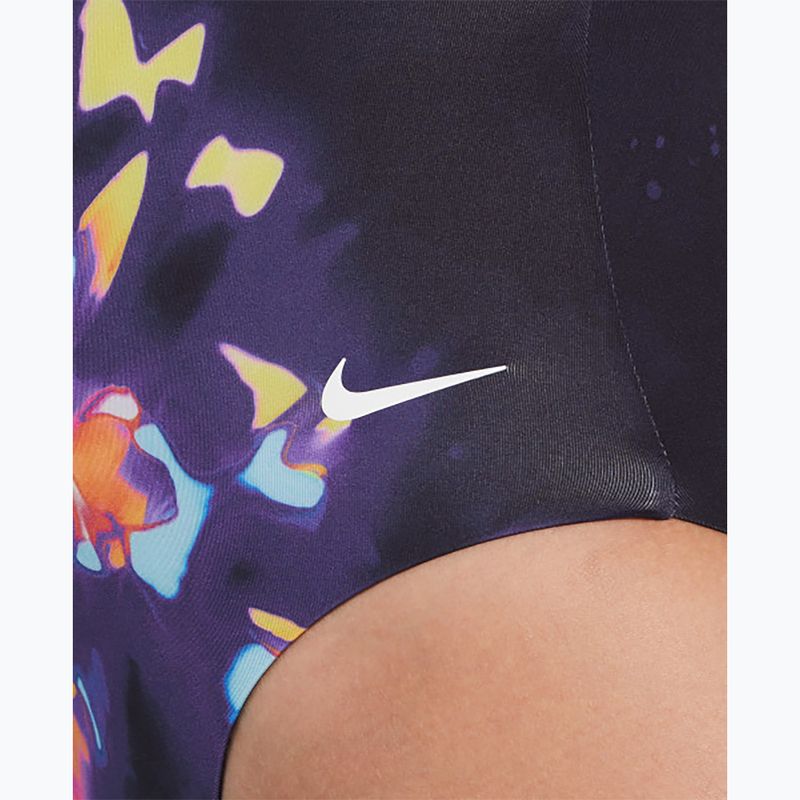 Nike Floral Blur V-Neck dámske jednodielne plavky čierne 4