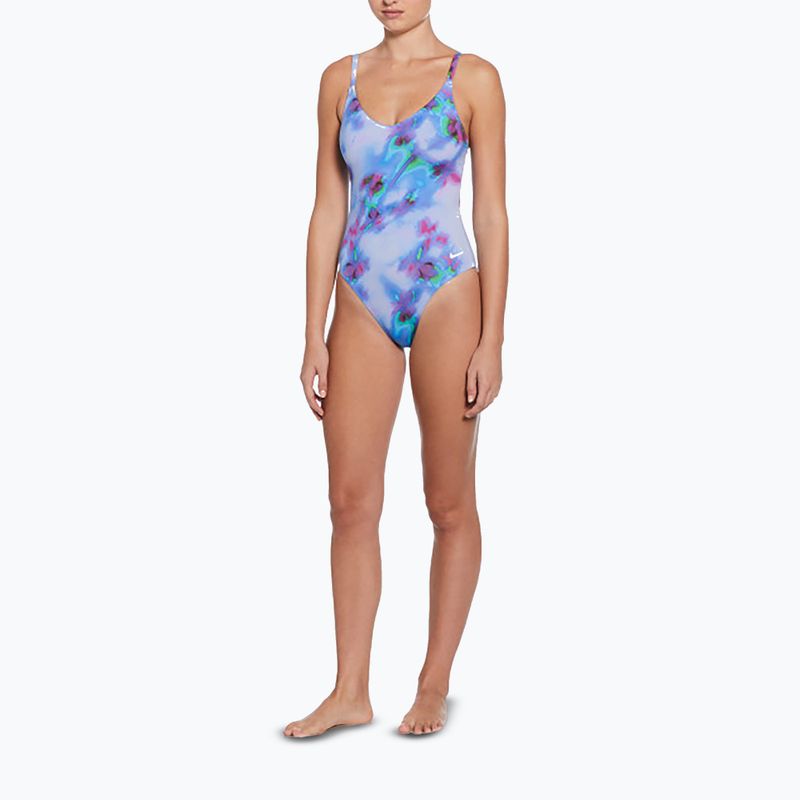 Nike Floral Blur V-Neck dámske jednodielne plavky hortenzie 2