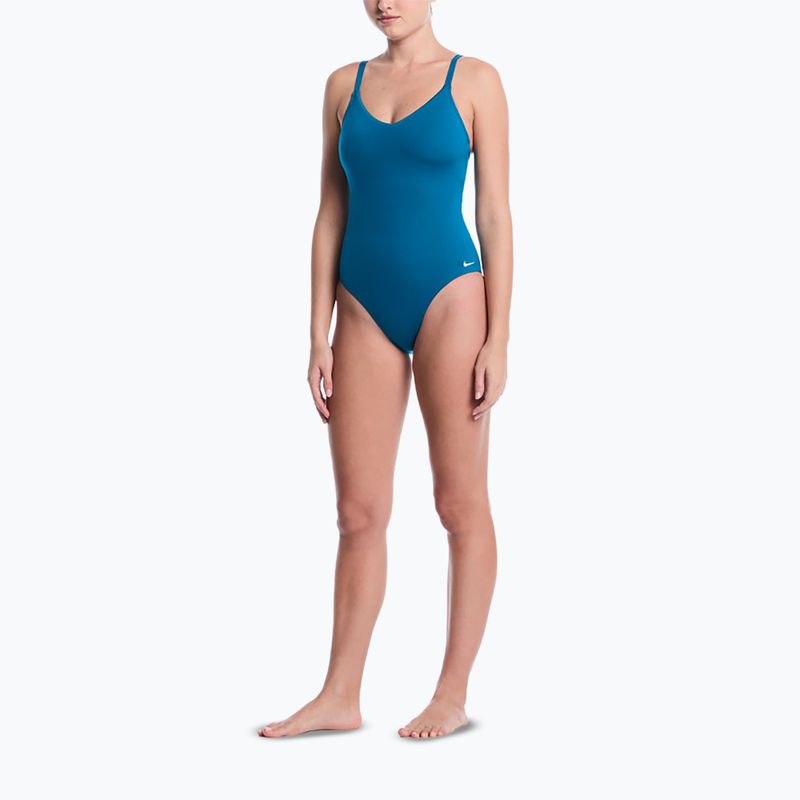 Dámske jednodielne plavky Nike Essential V-Neck green abyss 2