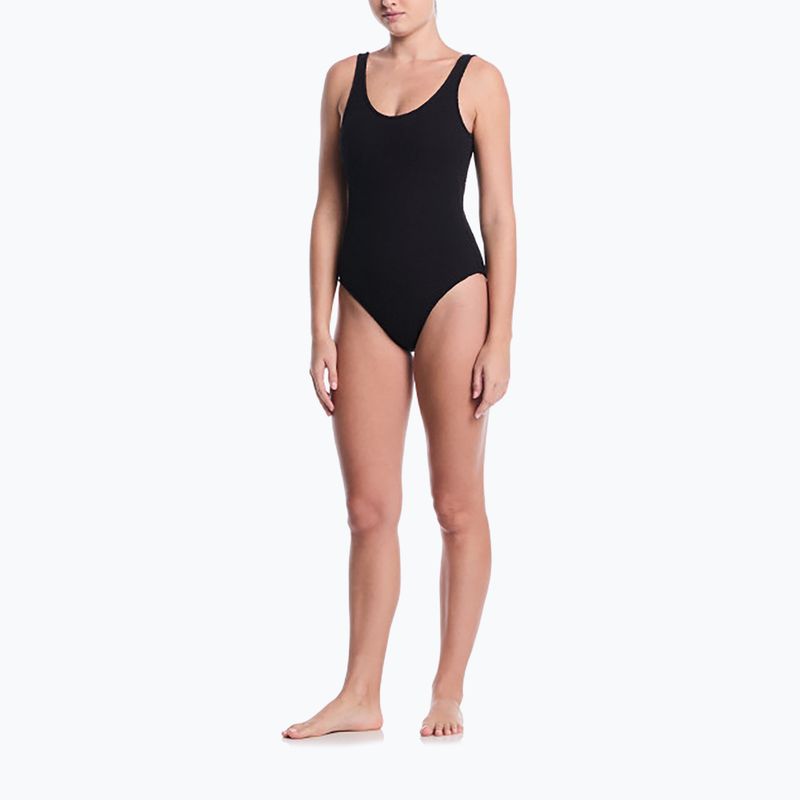 Dámske jednodielne plavky Nike Shoreline Pucker Scoop Neck black 2