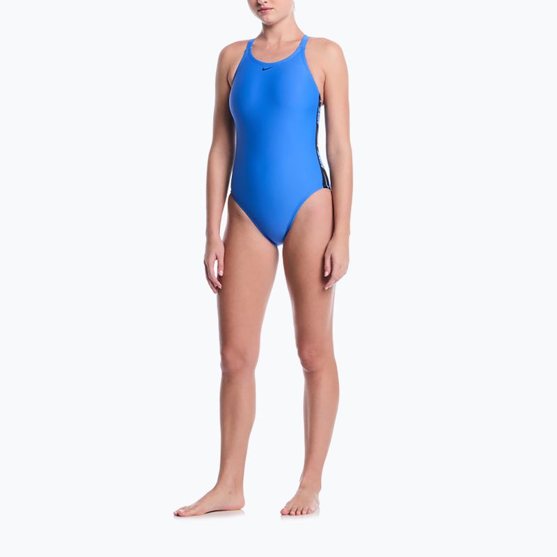 Dámske jednodielne plavky Nike Logo Tape Fastback blue crystal 2