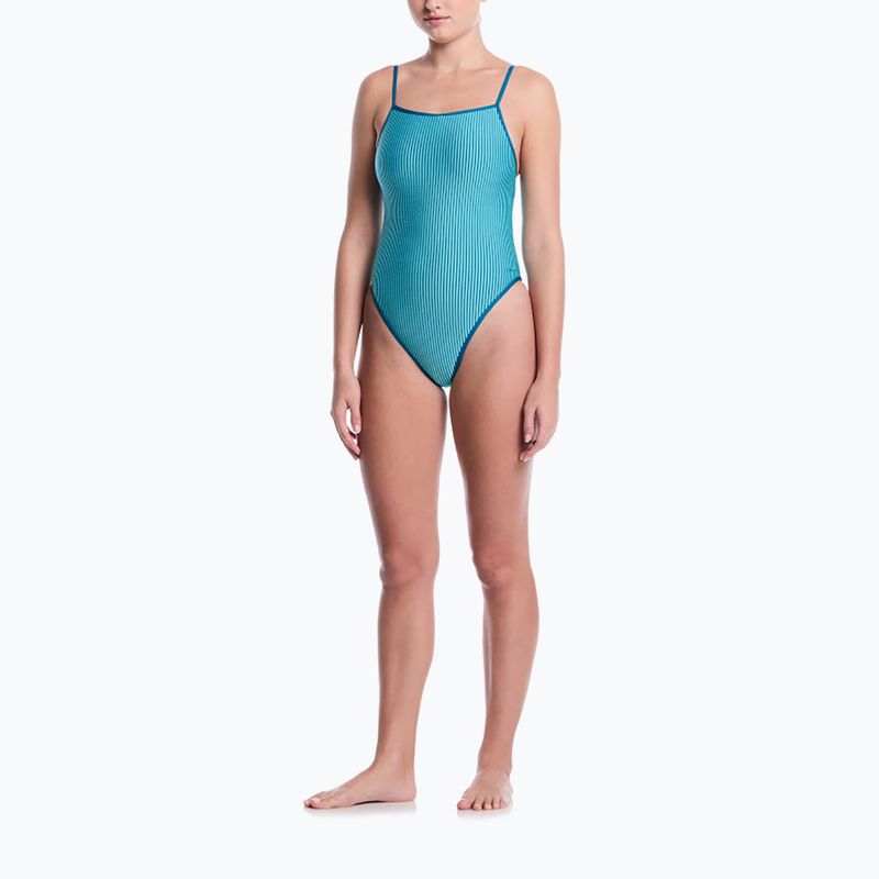 Dámske jednodielne plavky Nike Ocean Bound Ripple Texture Square Neck bleached turquoise 2