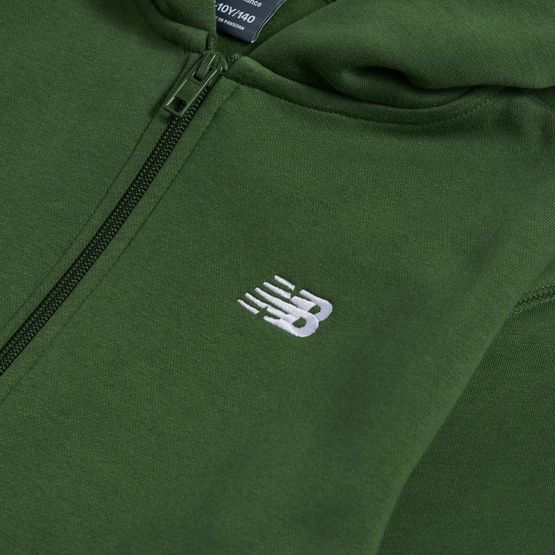 Detská mikina New Balance Brush Back Small Logo Full Zip Hoodie dark alpine green 3