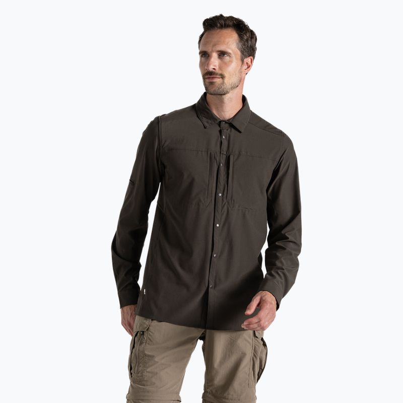 Pánske trekkingové tričko Craghoppers NosiLife Long Sleeved Pro Shirt V woodland green