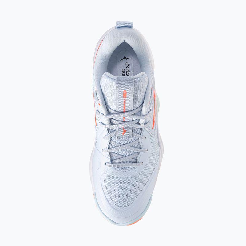 Dámske volejbalové topánky Mizuno Wave Momentum Elite blue finch/white/lava orange 5