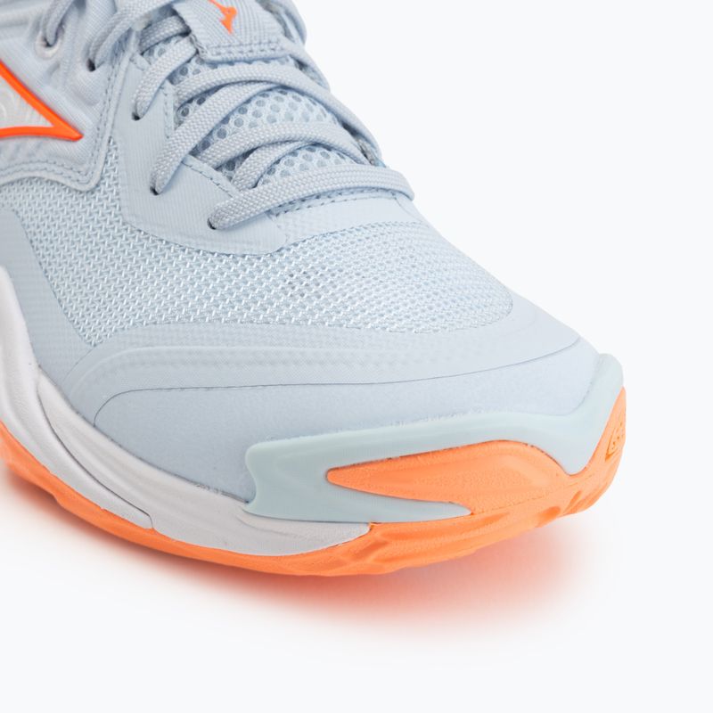 Dámske volejbalové topánky Mizuno Wave Momentum Elite blue finch/white/lava orange 7