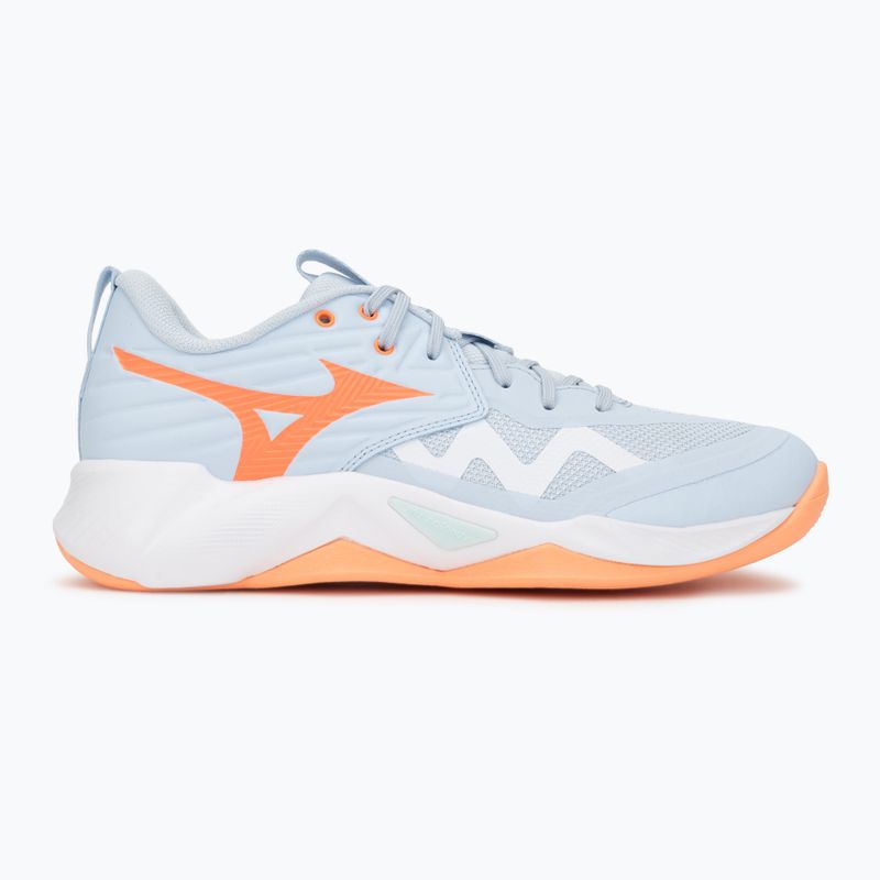 Dámske volejbalové topánky Mizuno Wave Momentum Pro blue finch/lava orange/flamingo coral 2