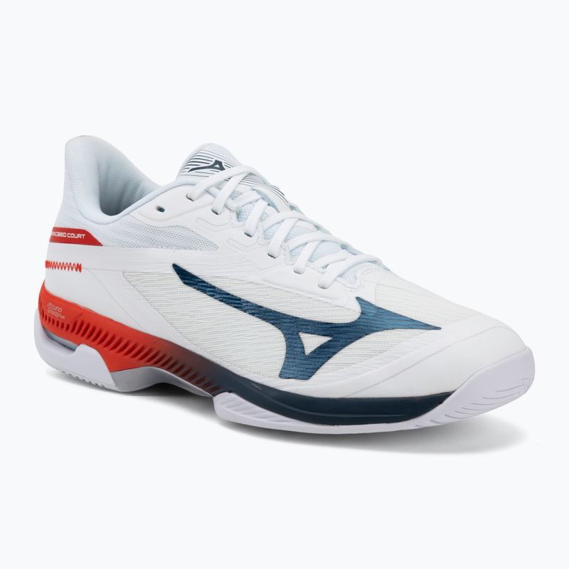 Pánske tenisové topánky Mizuno Wave Exceed Court AC white/insignia blue/orange