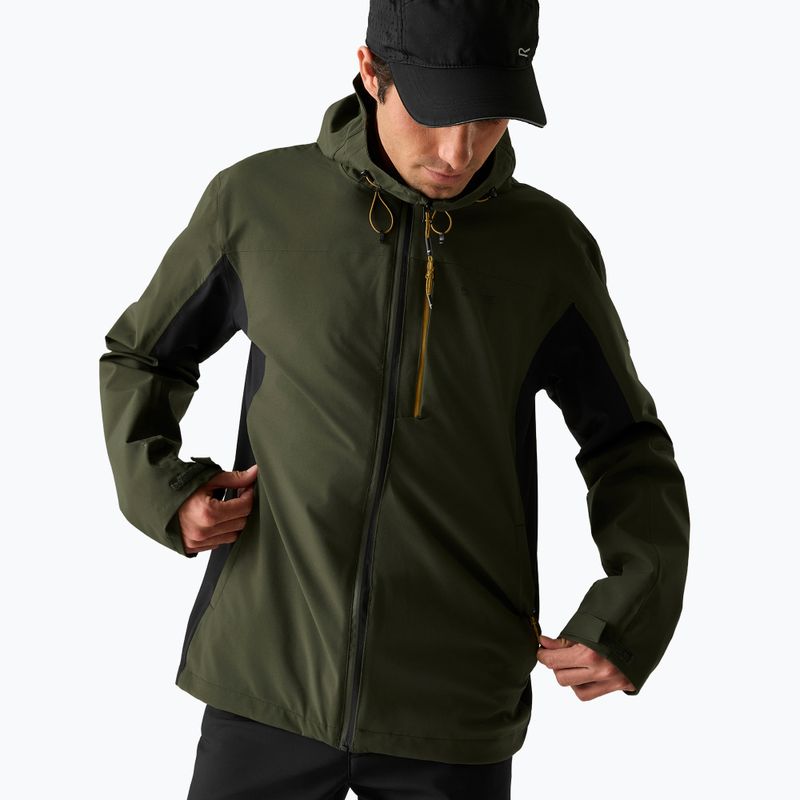 Pánska nepremokavá bunda REGATTA Birchdale II dark khaki/black 3