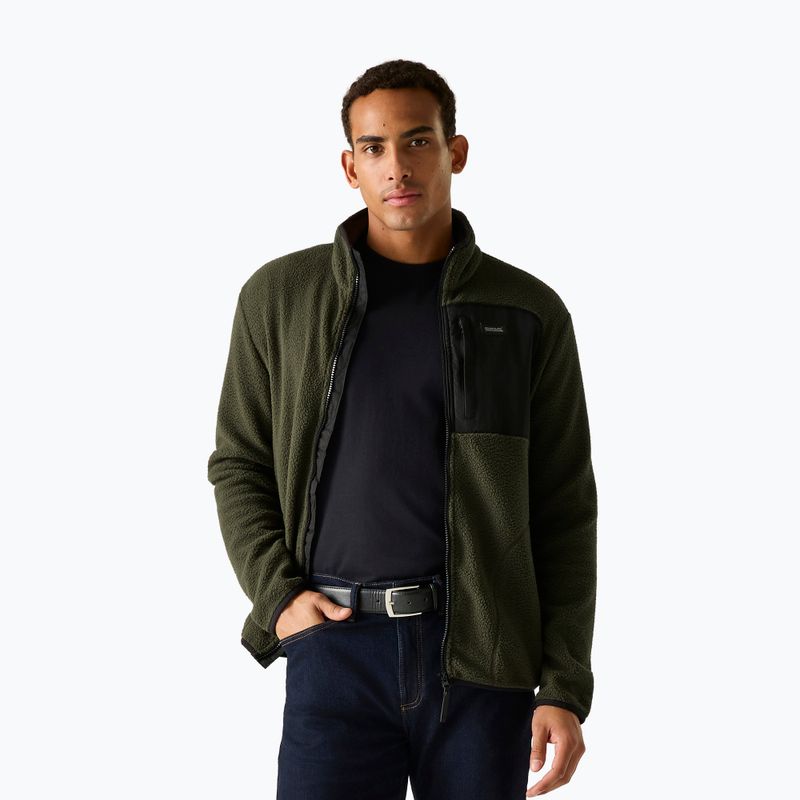 Pánska fleecová mikina REGATTA Frankie Borg dark khaki/black 4
