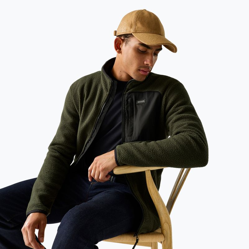 Pánska fleecová mikina REGATTA Frankie Borg dark khaki/black 5