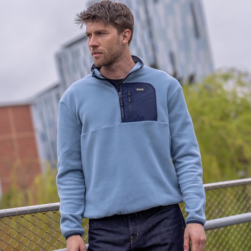 Pánska fleecová mikina REGATTA Frankie Borg Half Zip grey mirage/black 10