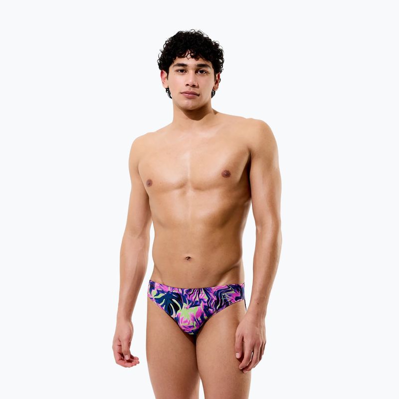 Pánske plavecké slipy Speedo Printed Brief techno jungle/orchid shine 3