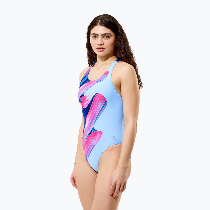 Dámske jednodielne plavky Speedo FL Placement Printed Powerback brushy shadows/cruise 4