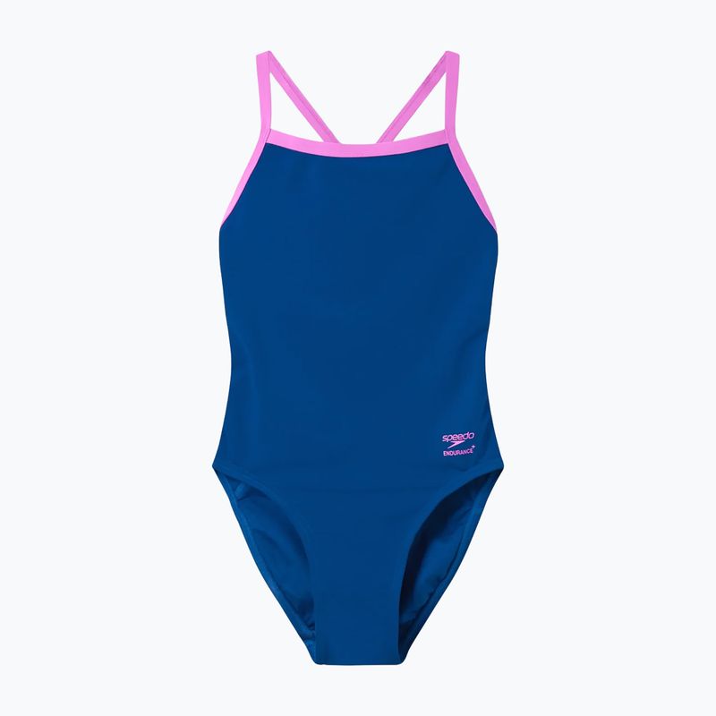 Dámske jednodielne plavky Speedo Solid Turnback denim teal 6
