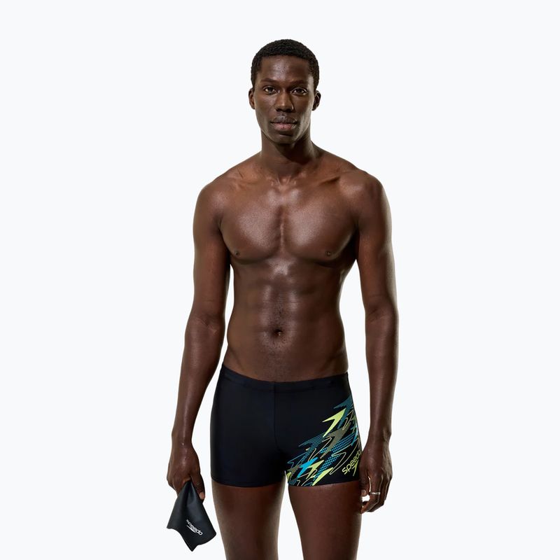 Pánske plavecké boxerky Speedo Medley Logo Aquashort anthracite/hyper teal 3