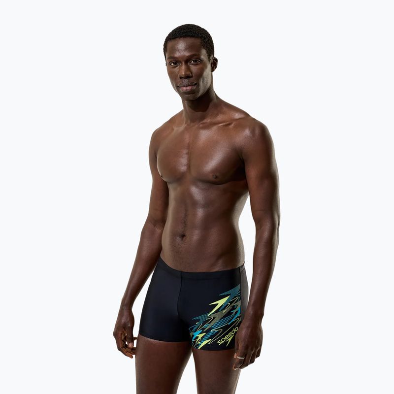 Pánske plavecké boxerky Speedo Medley Logo Aquashort anthracite/hyper teal 5