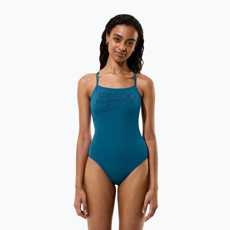 Dámsky jednodielny plavkový úbor Speedo Endurance+ Logo Thin Strap teal abyss 3