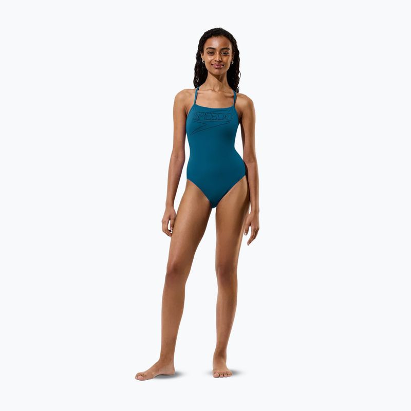 Dámsky jednodielny plavkový úbor Speedo Endurance+ Logo Thin Strap teal abyss 4