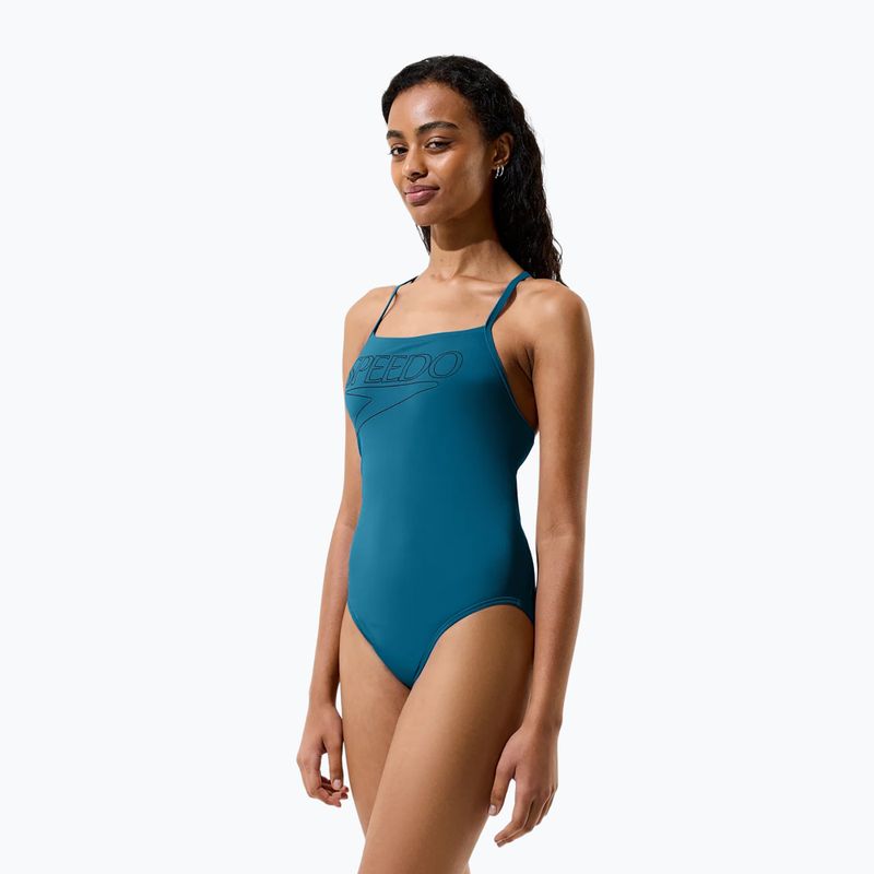 Dámsky jednodielny plavkový úbor Speedo Endurance+ Logo Thin Strap teal abyss 6