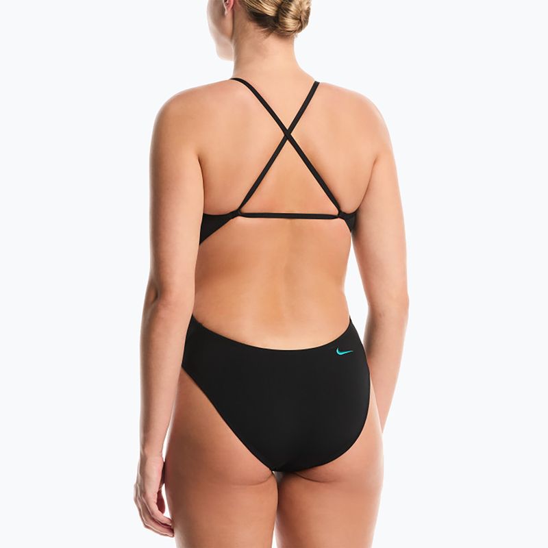 Dámske jednodielne plavky Nike Hydrastrong Logo Gra jet black 3