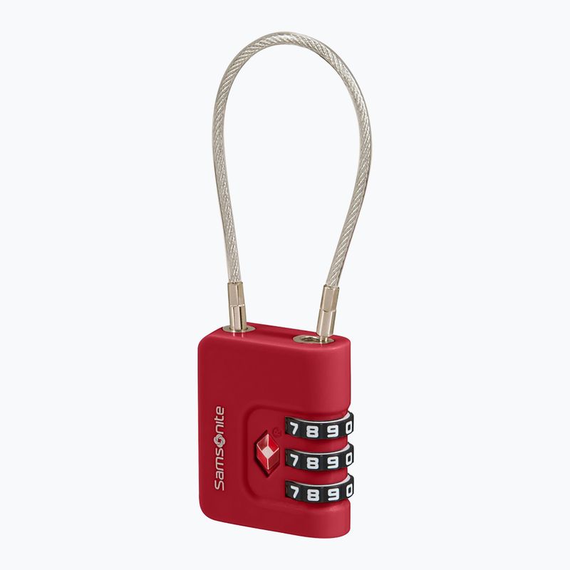 Visiaci zámok Samsonite Cablelock 3 Dial TSA red 2