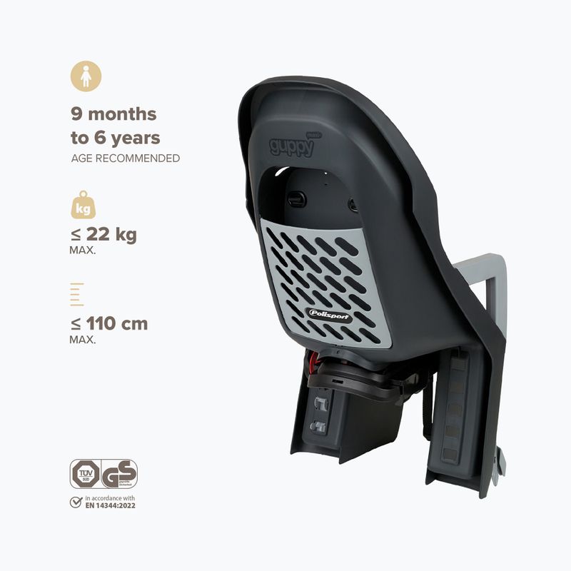 Detská sedačka na bicykel Polisport Guppy Maxi+ CFS dark grey/silver 5
