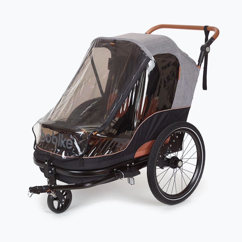 Príves na bicykel pre dve osoby bobike Moobe šedo-čierny 8616000001